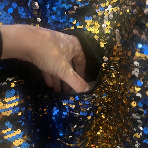 Angelino Gold and Blue Sequin Blazer - Picture 2 of 6